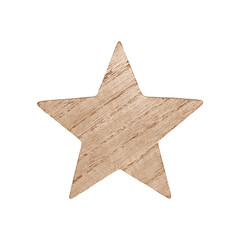 Wooden star isolated on a transparent pngbackground. Stock photo