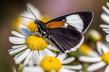 Fototapeta premium colorful butterfly perched on a vibrant flower. Generative AI