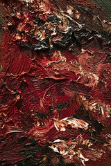 Close up dark moody red abstract oil painting background. Contemporary art