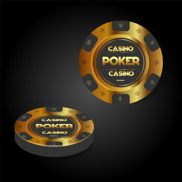 Gold and black casino chip black background
