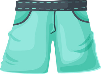 Men's swimming trunks png. Blue boxer shorts in cartoon style. Illustration isolated on transparent background.