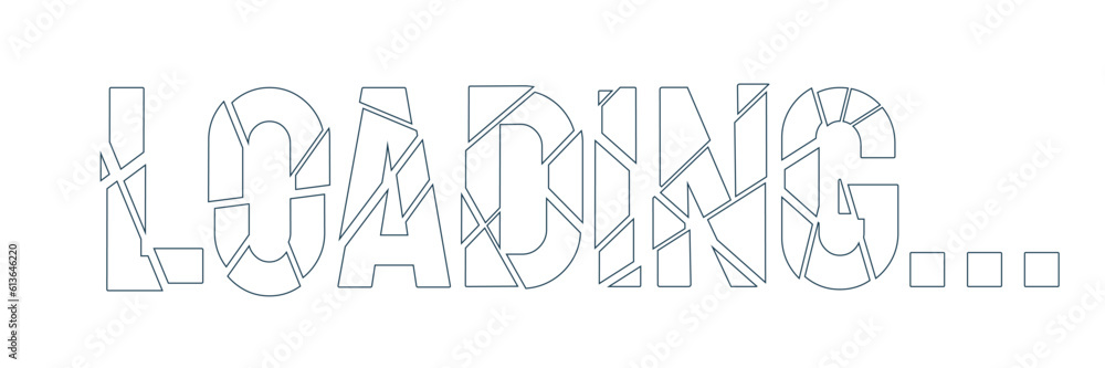 Poster ice broken monochrome loading text. crystal shattering. web loader ui flat design. black and white p