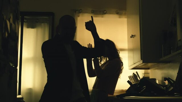 Latino Man Gives Up on Argument and Walks Away From Caucasian Woman Partner, Slow Motion. Shot with ARRI Alexa in ArriRaw at 120 fps, exported 23.98 fps QuickTime Apple ProRes 422 HQ.