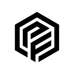 Letter PF polygon monogram logo design