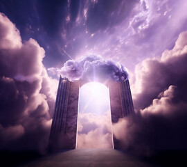 Mystical Gateway Amidst Clouds - Ethereal Entrance to Another Realm