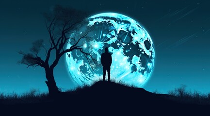 man meditating on the moon.Generative AI