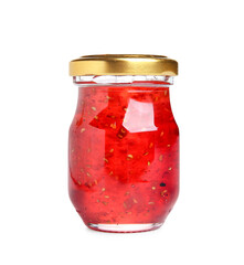 Fototapeta na wymiar Jar of sweet jam isolated on white background