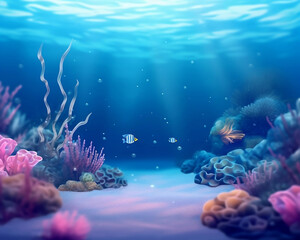 coral reef with fish, generative AI