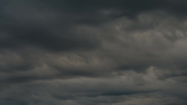 Dark Rain Clouds. Time-Lapse. Dark, leaden-toned clouds moving fast in the evening sky