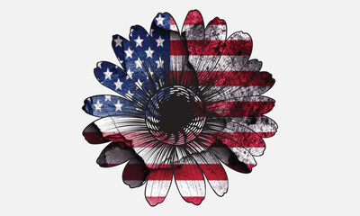Sunflower American Flag Design