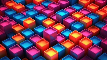 Neon Photo isometric cubes seamless pattern 3d render cubes backgroundA professional photography should use a high - quality Generative AI