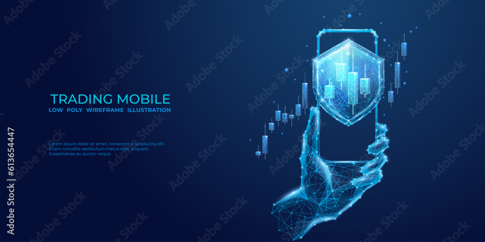 Aufkleber stock market candlestick on smartphone screen with a shield. investment concept protection. safe tra