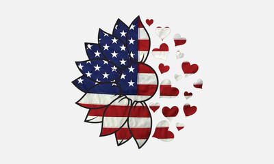 Sunflower American Flag Design