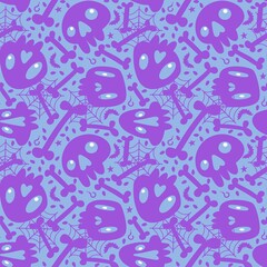 'Cartoon Halloween seamless skulls pattern for wrapping paper and linens and fabrics and kids clothes print