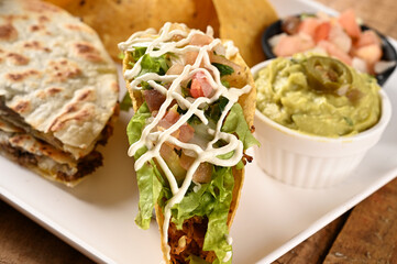mexican food tacos guacamole jalapeno pepper quesadillas nacho tortilla tex-mex cuisine healthy food spiced tomato and onion