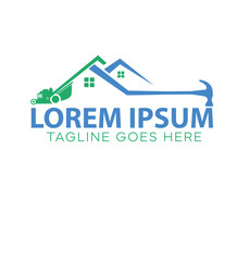 Home repair and Lawn Mower Logo Vector Icon Illustration