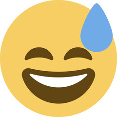 Grinning Face with Sweat emoji. Smiling emoticon with open mouth and cold sweat Vector icon.