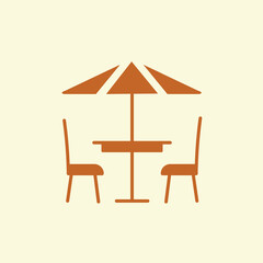 Fototapeta premium Vector illustration line art editable icon of Terrace cafe.