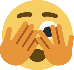 Obraz premium Top quality emoticon. Closing eyes. flat emoji closing eyes with hand. Yellow face emoji. Popular element.