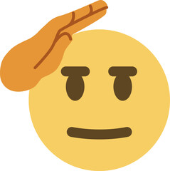 Top quality emoticon. Emoji with hand on face. Yellow face emoji. Popular element.