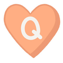 Q Orange Heart Alphabet