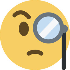Top quality emoticon. Intelligent emoji. Smug emoticon with Monocle and raised eyebrow. Yellow face emoji. Popular element.