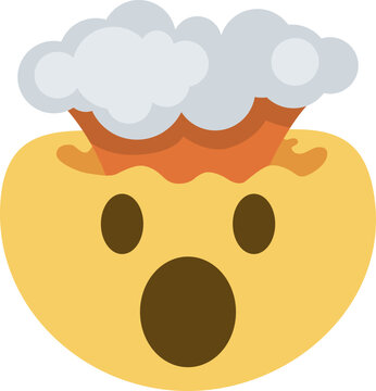Top quality emoticon. Shocked face with exploding head. Yellow face emoji. Popular element.
