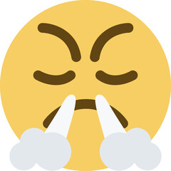 Top quality emoticon. Emoji. Face with steam from nose. Angry smiley with steam.