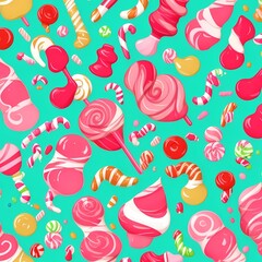Sweet Delights: Candy Canes, Lollipops, and Hard Candies Illustrated for a Playful Digital paper
