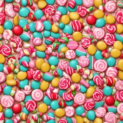 Obraz premium Sugar-Coated Delights: AI-Generated Illustration of Festive Candies for Vibrant Wallpaper