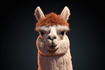Obraz premium Funny white smiling alpaca, South American camelid.
