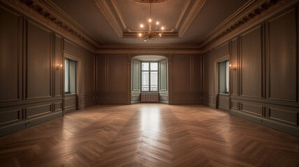 Empty Beaux arts room with no furniture, created with generative AI technology - obrazy, fototapety, plakaty