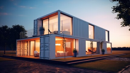 Modern luxury container house, Concept of modern and cheap living