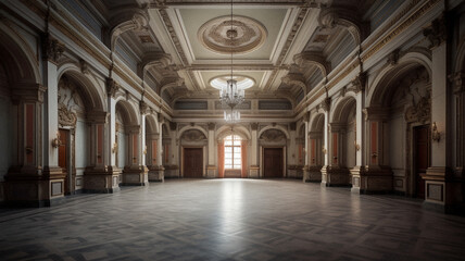Fototapeta na wymiar Empty renaissance room with no furniture, created with generative AI technology