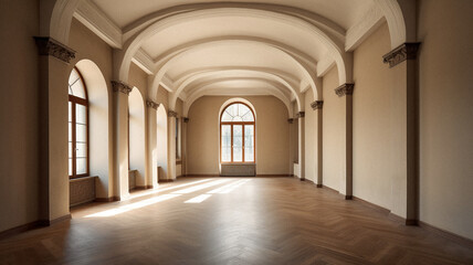 Fototapeta premium Empty futurist room with no furniture, created with generative AI technology