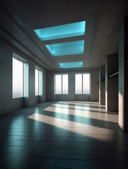 Fototapeta premium Empty futurist room with no furniture, created with generative AI technology