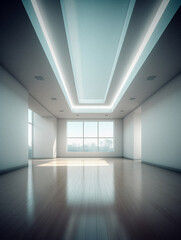 Fototapeta premium Empty futurist room with no furniture, created with generative AI technology