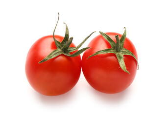Fresh cherry tomatoes on white background