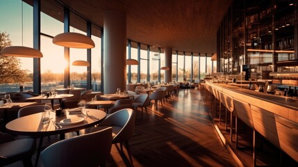 Restaurant is opulent and contemporary, Hall of the restaurant.