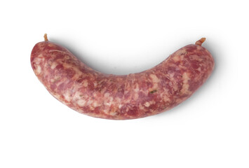 Raw fresh sausage on white background