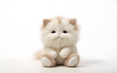 Fototapeta na wymiar White Kitten on a White Background Generative by AI