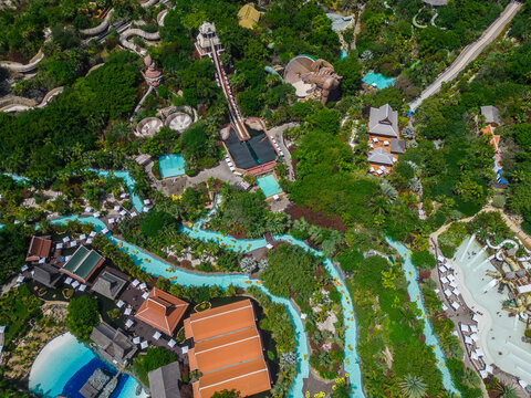 green touristic jungle aquapark Siam Park, Costa Adeje, Tenerife, Canary island