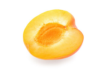 Half of ripe apricot isolated on white background