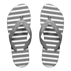 pair of flip flops striped isolated retro halftone texture dotted summer concept design