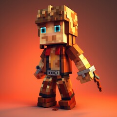 pixelated human character,  illustration in pixel art style, computer game character. generative ai