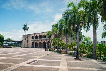 Fototapeta na wymiar Alcazar de Colon, Diego Columbus residence situated in Spanish Square. Colonial Zone of the city, declared. Santo Domingo, Dominican Republic. 16TH CENTURY AD PROPERTY RELEASE IS NOT NECESSARY