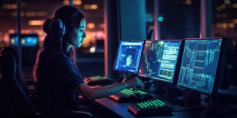 a 911 call center for first responders, fire, police, and medical personnel, in Emergency-themed, Horizontal format in JPG. Generative AI