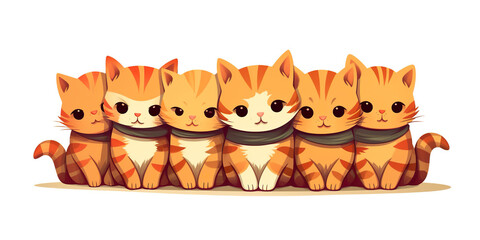 A group of kittens sitting next to each other. Generative AI.