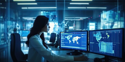 a 911 call center for first responders, fire, police, and medical personnel, in Emergency-themed, Horizontal format in JPG. Generative AI