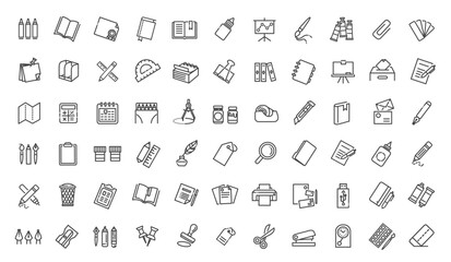 Office stationery - minimal thin line web icon set. Outline icons collection - 613668823